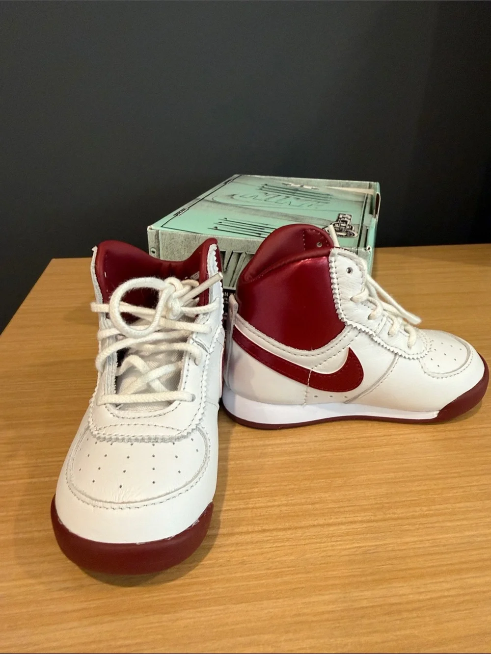 Nike Baby Jordan High-Top Sneakers in White & Red